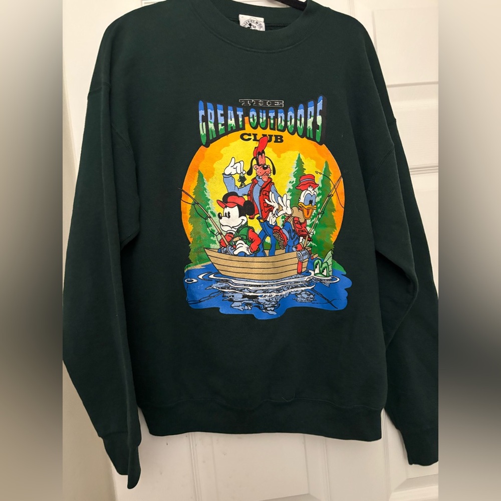 Extremely Rare Vintage The Great Outdoors Club Green Sweatshirt Mickey and Co
